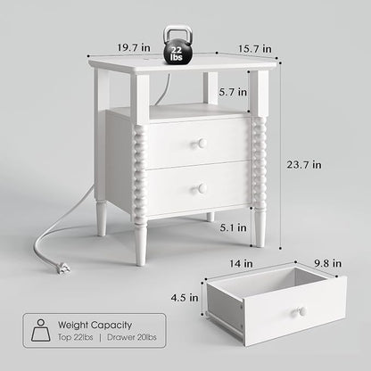 White Nightstand, Vintage Night Stand - Image 2