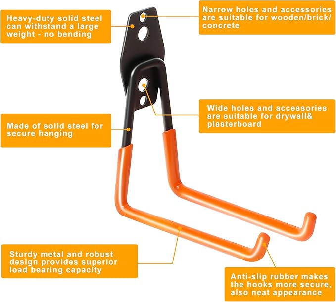 KURUI Heavy Duty Wall Hook for Tool/Water Hose, Garden Hose Holder Wall Mount - Image 5