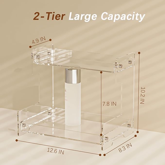 Bathroom Counter Organizer Countertop 2 Tier Storage Acrylic Corner Makeup - Image 2
