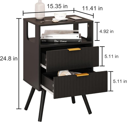 Black Nightstand, Modern Bedside Table - Image 2