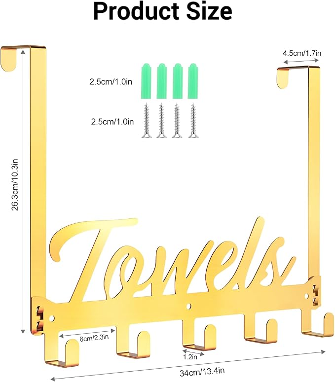 Azmoncy Over The Door Hooks, Towel Rack Towel Hooks - Image 2