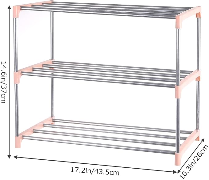 Small Shoe Rack, Narrow Stackable Shoe Shelf Organizer | - Image 3