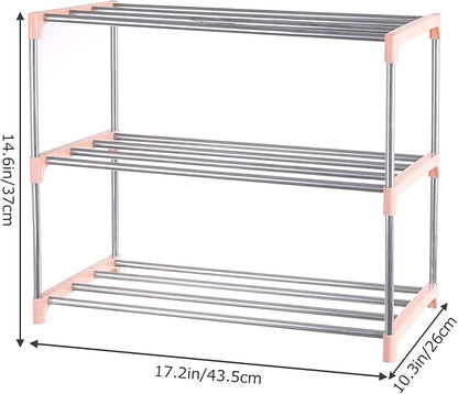 Small Shoe Rack, Narrow Stackable Shoe Shelf Organizer | - Image 3