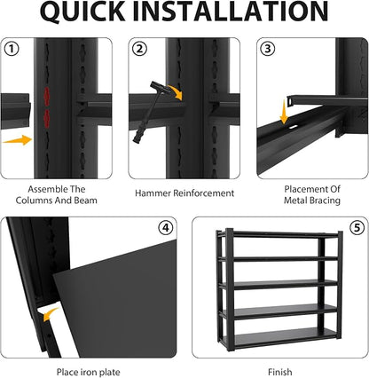 Metal Storage Shelves Unit, 5-Tier Adjustable Heavy Duty Garage Shelving - Image 6