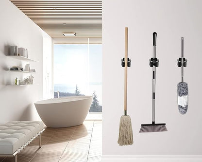 Verdenu 6 Pack Broom Holder, Stainless Steel Command Broom Holder - Image 6
