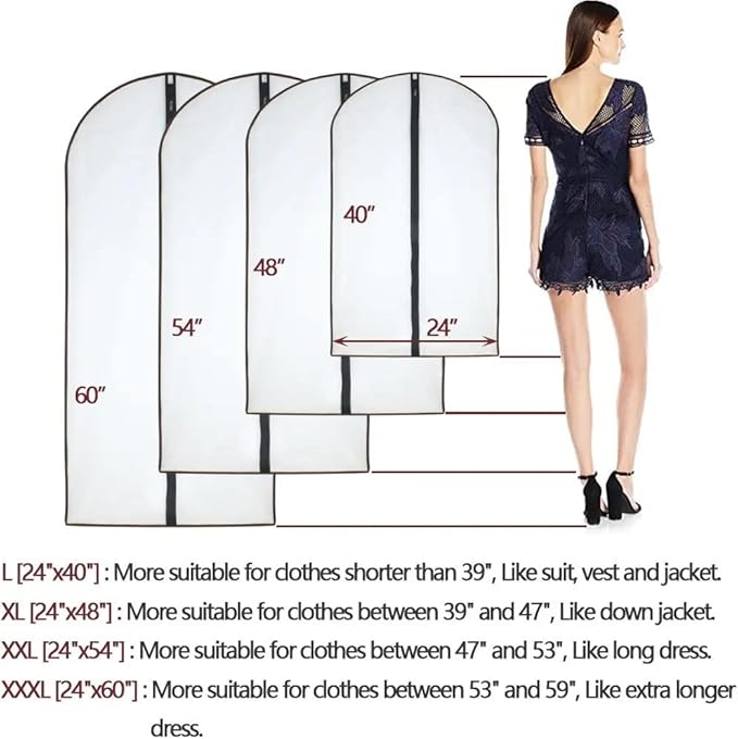 Garment Bags for Hanging Clothes 12 PCS Transparent Waterproof Dustproof - Image 2