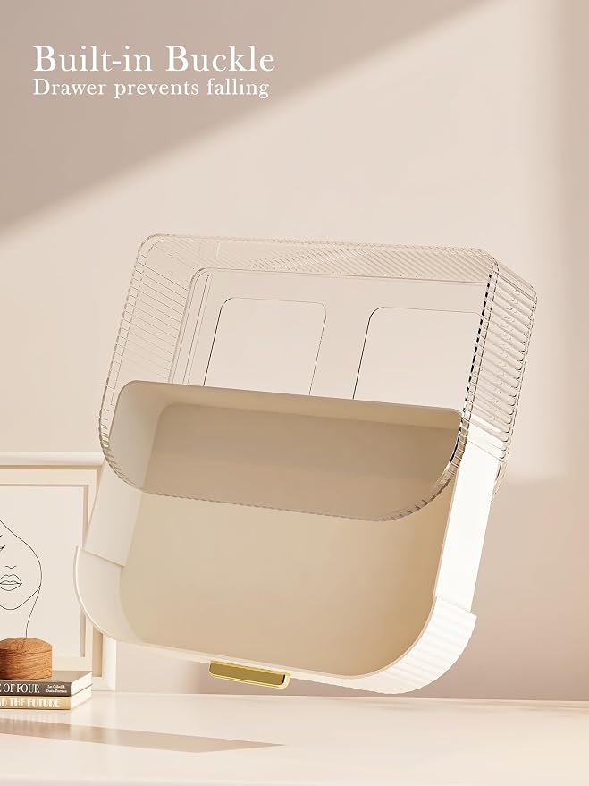Makeup Organizer with Stackable Drawer, 360 Rotating Makeup Brush Holder - Image 4