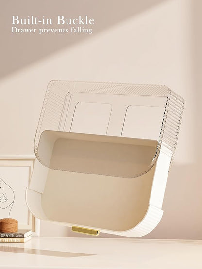 Makeup Organizer with Stackable Drawer, 360 Rotating Makeup Brush Holder - Image 4