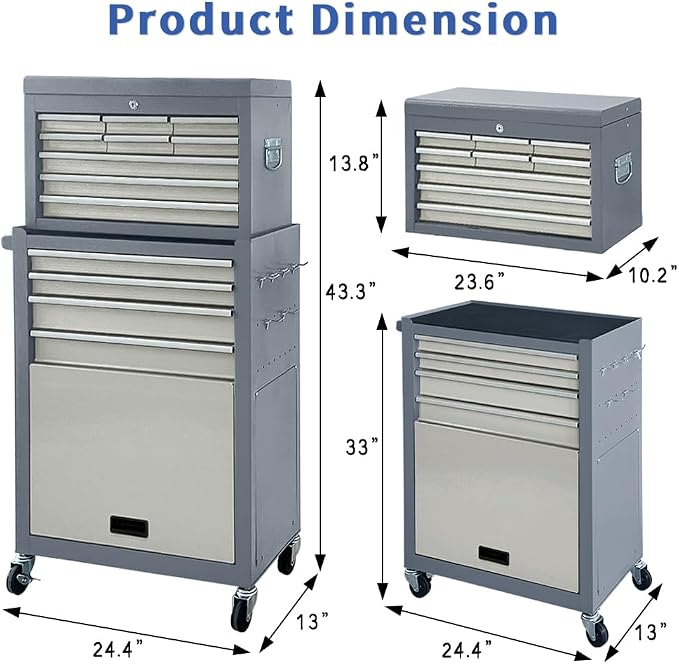 13-Drawer Rolling Tool Chest, 2 in 1 Detachable Tool Chest, Tool Box - Image 3