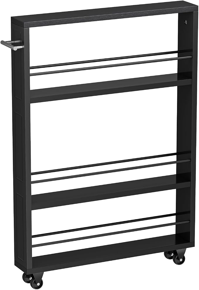 KLM Rolling Storage Cart 4-Tier Black Kitchen Cart - Image 7