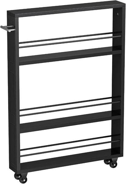 KLM Rolling Storage Cart 4-Tier Black Kitchen Cart - Image 7