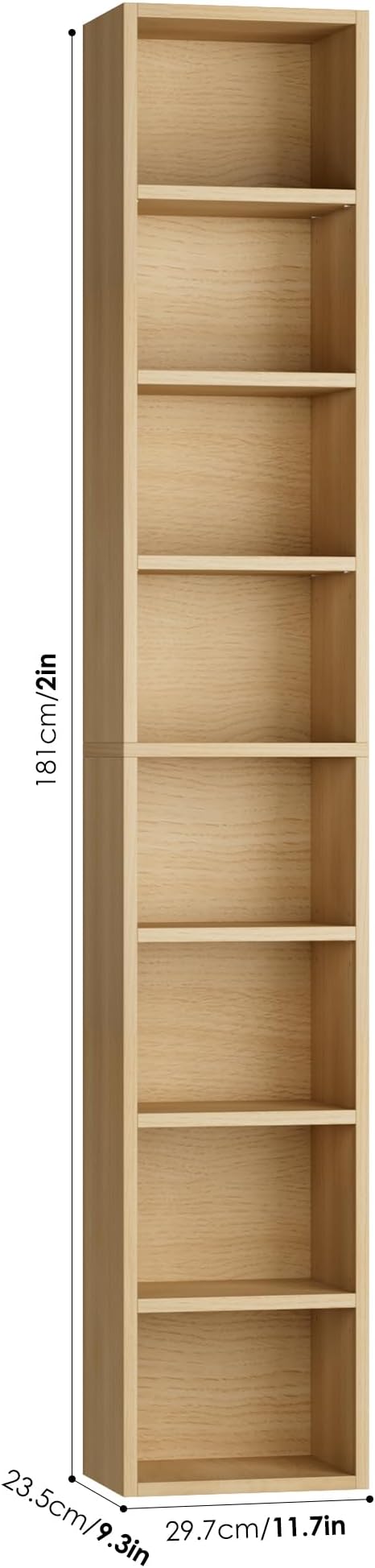 FOTOSOK 2 Pcs 71'' Tall Narrow Bookshelf, 8-Tier Media Tower Rack Set of 2 | CD - Image 3