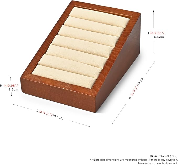 Oirlv Solid Wood Ring Tray Display Stand Slotted Jewelry Ring Showcase Display - Image 9