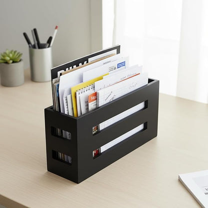 Magazine File Holder, Standing Wooden Magazine Rack, Desk Folder Organizer - Image 6
