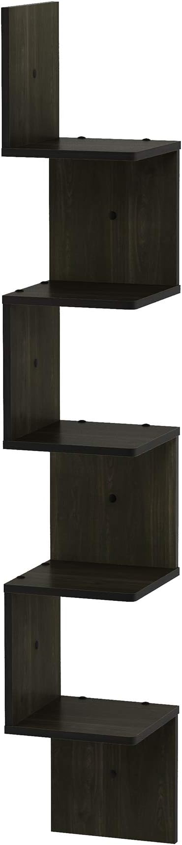Furinno Rossi Wall Mount Floating Corner Shelf, 5-Tier Square - Image 8