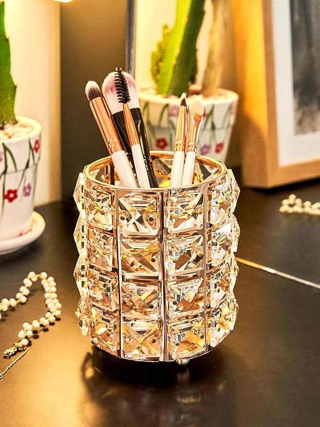Golden Crystal Makeup Brushes Holder Organizer - Image 7