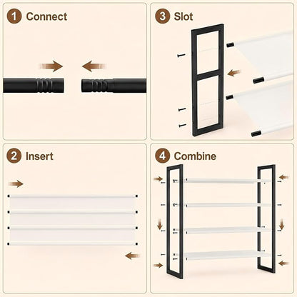 4-Tier Shoe Rack for Closet & Entryway, Stackable Shoe Organizer - Image 7