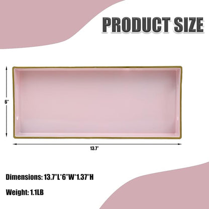 Pink Vanity Tray with Handles, Decorative Tray Desktop Storage Organizer - Image 2