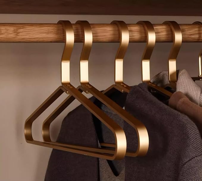 Premium Matte Gold Aluminum Coat Hangers 90 Piece Set, 16.5” Extra Smooth & by WONQEXZ