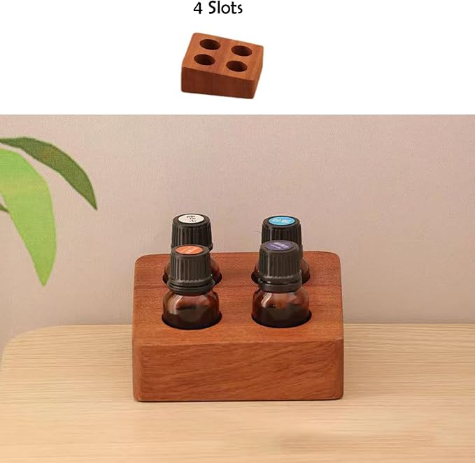 Dark Wood Essential Oil Organizer, Tiered Display Stand - Image 2