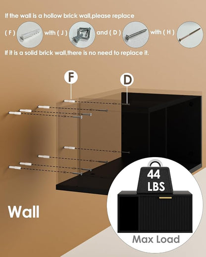 Masupu Floating Nightstand, Wall Mounted Floating Bedside Table - Image 6