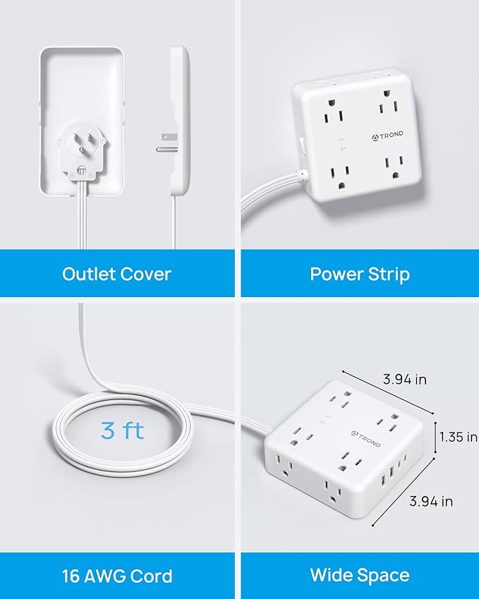 TROND Power Strip with Outlet Cover - Image 6