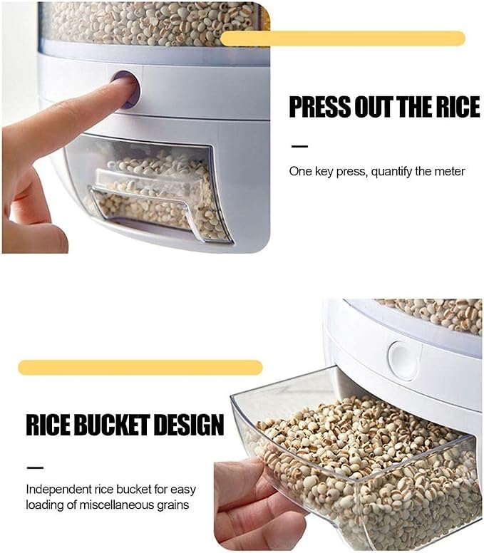 Dry Grain & Rice Storage Container - 12L Separate Rice Bucket Cereal Dispenser - Image 5