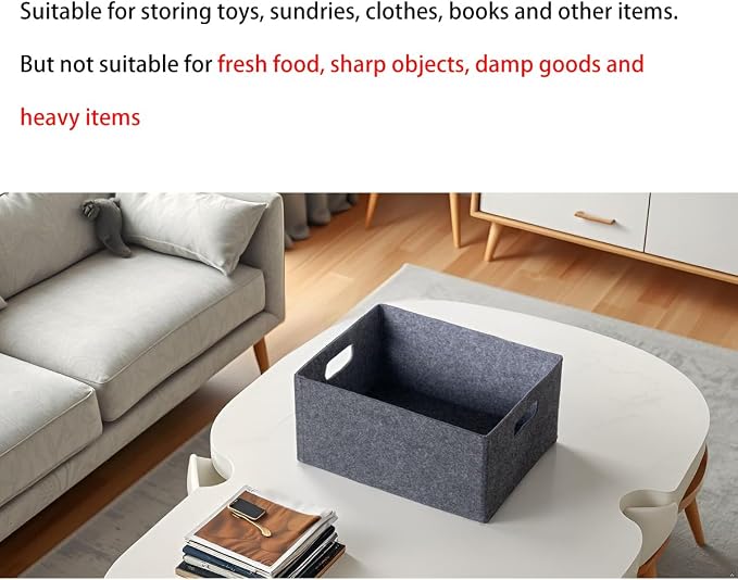 2 pack self-supporting collapsible felt storage basket in darkgrey - Image 4