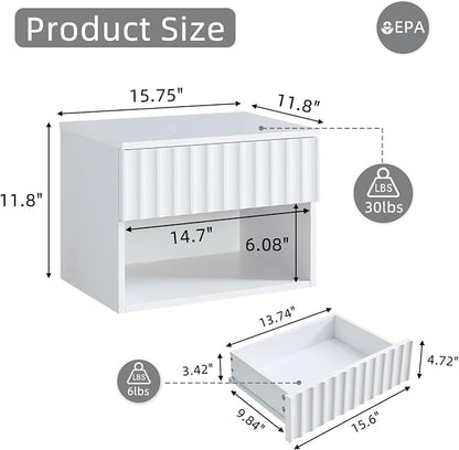 Floating Nightstand with Fluted Drawer - Image 2