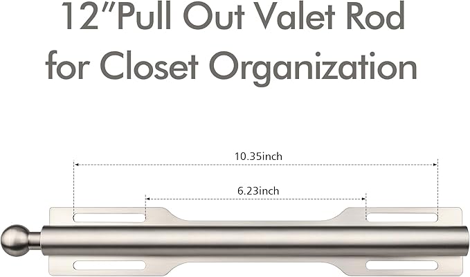 12" Valet Rod for Closet Pull Out - Image 3