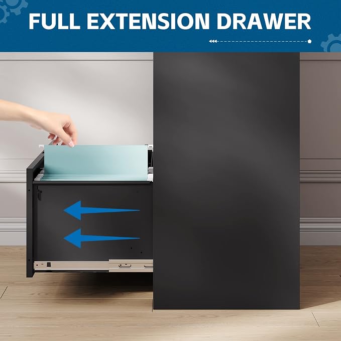Metal File Cabinet with Drawer, Lockable Vertical Lateral Filing Storage Cabinet - Image 4