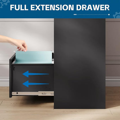 Metal File Cabinet with Drawer, Lockable Vertical Lateral Filing Storage Cabinet - Image 4