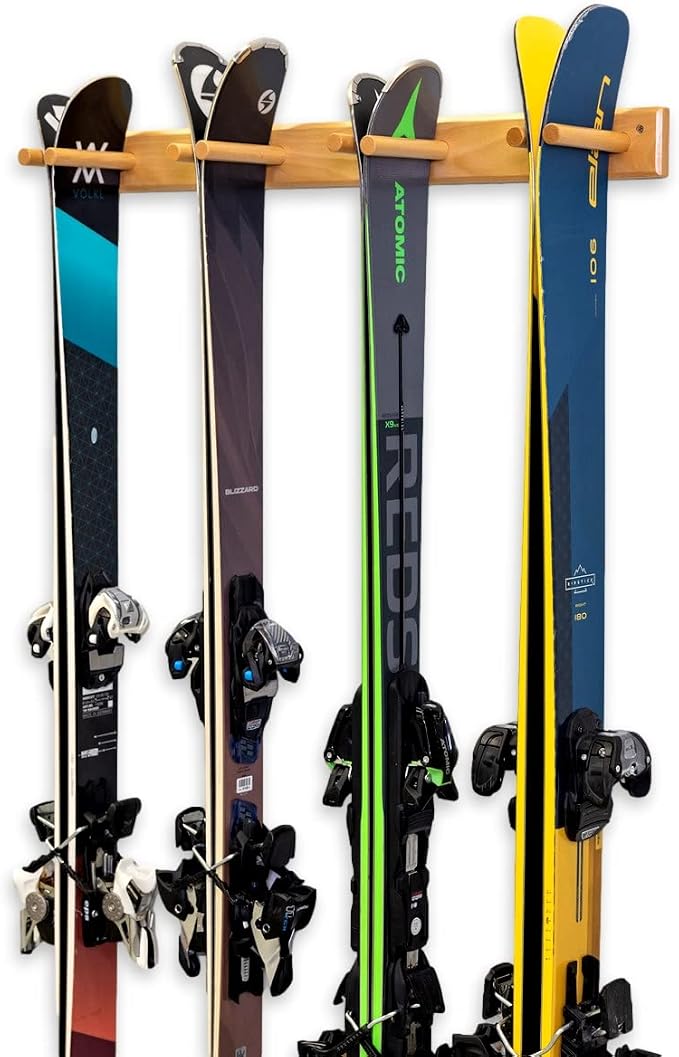 StoreYourBoard Timber Ski Wall Rack, 4 Pairs of Skis Storage, Wood Home and - Image 8
