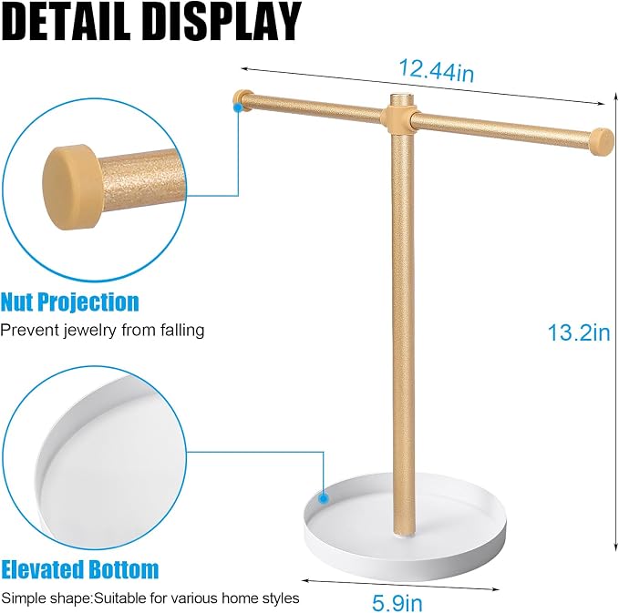 Necklace Stand Aesthetic Necklace Holder: 12.9" Glod Metal Necklace Organizer - Image 4