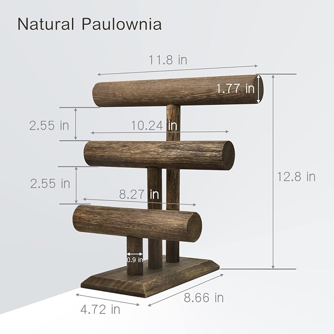 LadyRosian Wooden Bangle Display Holder Stand, 3-Tier Wooden Rotating Jewelry - Image 2