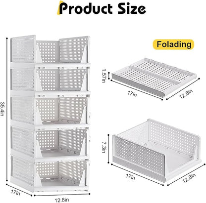 yazi 5 Pack 5L Plastic Stackable Closet Storage Boxes | Practical closet - Image 2