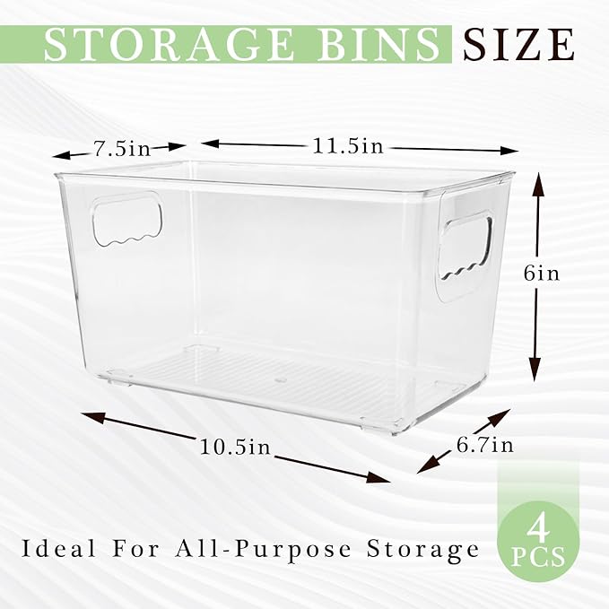 4 Pack Clear Plastic Storage Bins - Image 2