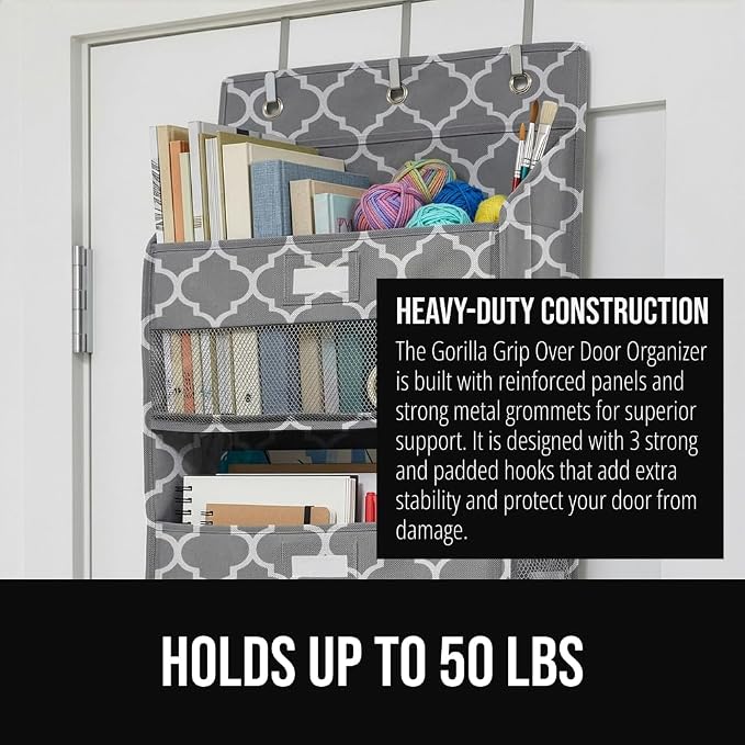 GORILLA GRIP Over The Door Organizer Storage, 5 Deep Hanging Shelves, Holds - Image 3