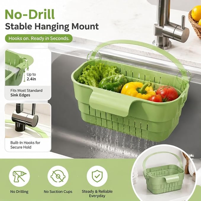 Hanging Sink Drain Basket, Collapsible Kitchen Strainer Basket | Foldable - Image 4