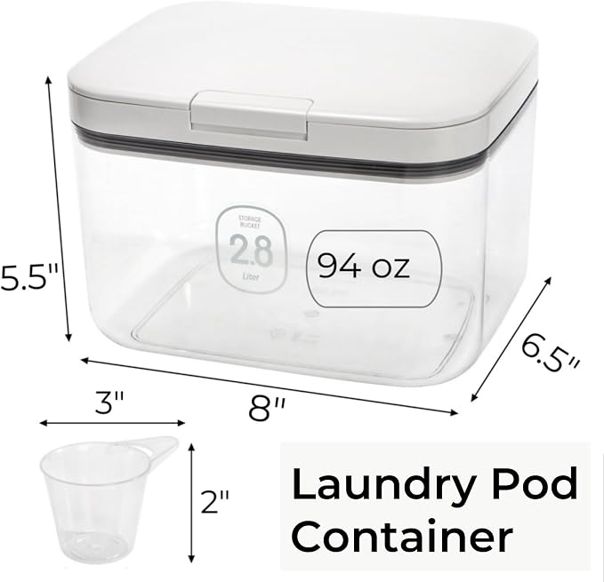 Tlence 94 OZ/2.8L Laundry Pods Container, One-Press Lid Laundry Powder Holder - Image 2