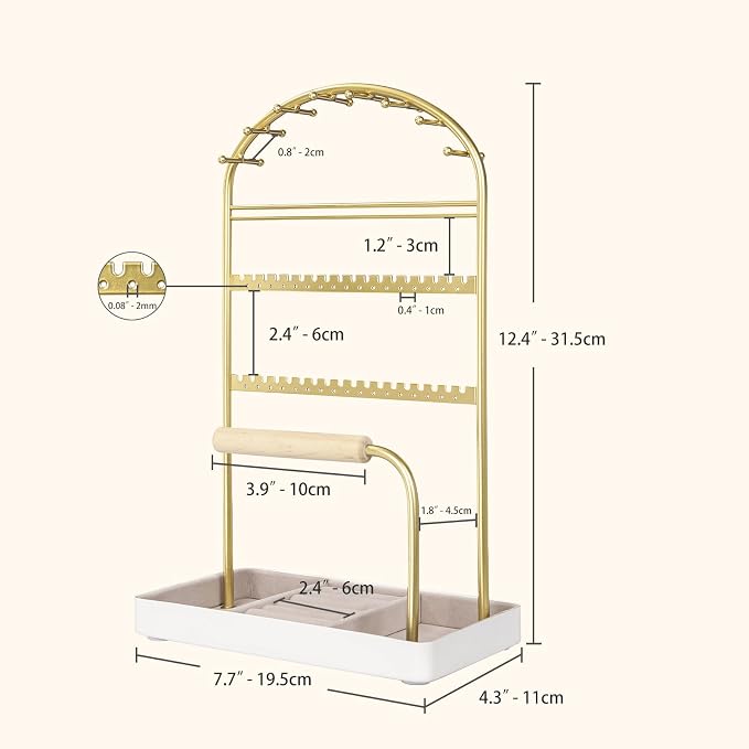 Multi-Functional Jewelry Holder Organizer Necklace Display Stand Velvet Lined - Image 6