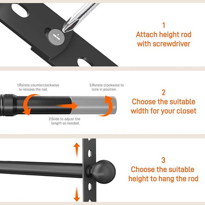 SUTINE Closet Rods for Hanging Clothes, Adjustable Closet Extender Hanging Rod - Image 6
