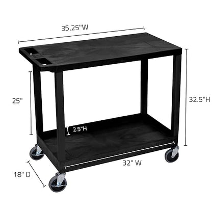Luxor EC21-B, 2 Shelf Utility Cart, Tub and Flat Shelf Cart, 200 lb Capacity - Image 3