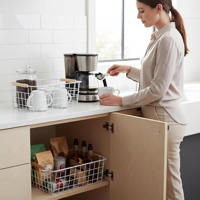 LeleCAT White Wire Baskets for Organizing - Image 4