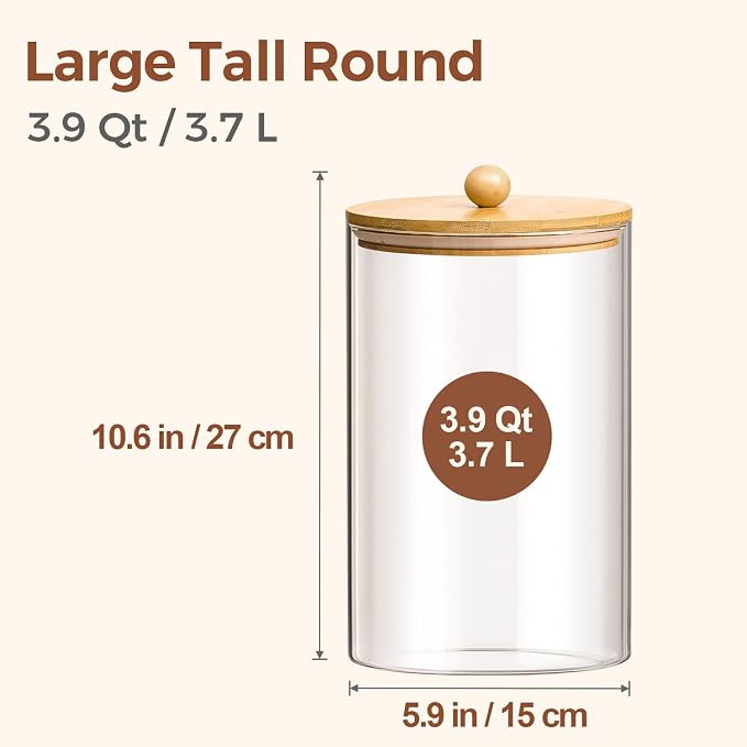 ComSaf 1 Gallon Cookie Jar, Large Glass Jar - Image 2