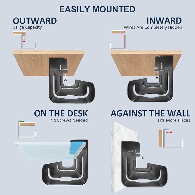 APS Under Desk Cable Management Tray, Two-Pack 16 Inch Black Metal Cord - Image 5