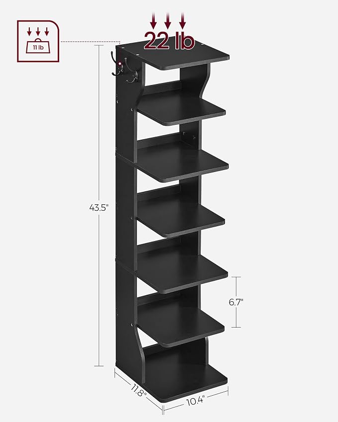 VASAGLE 7-Tier Vertical Shoe Rack, Narrow Shoe Storage Organizer - Image 7