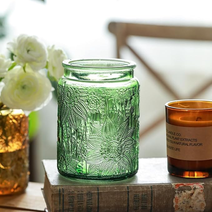 ANSQU Set of 2 Glass Jars with Lids, 23.7 FL OZ Vintage Glass Storage Jars - Image 3