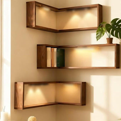 Modern Corner Storage Shelf, Wall-Mounted Living Room Decor Rack, 3-Tier Shelf - Image 6