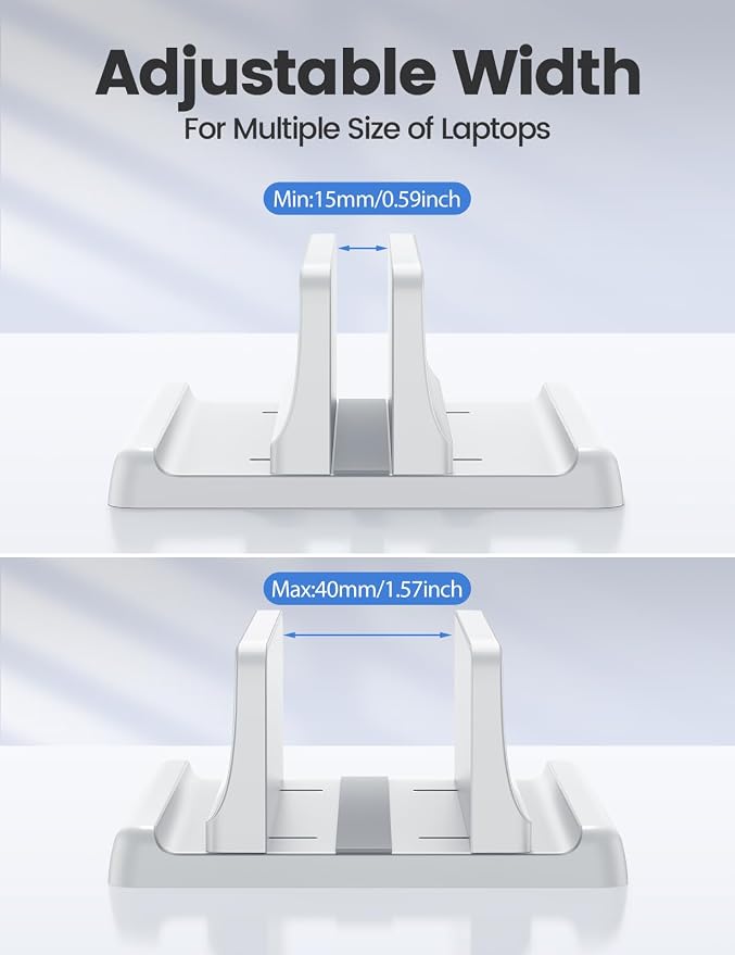 Vaydeer Vertical Laptop Stand Holder Plastic Adjustable Desktop Notebook Dock - Image 7